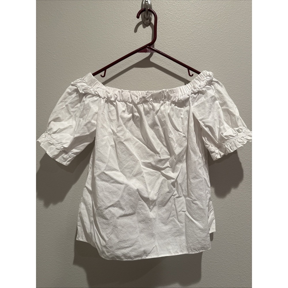 Vineyard Vines White‎ Short Sleeve Off Shoulder Crop Top Sz XS Cotton